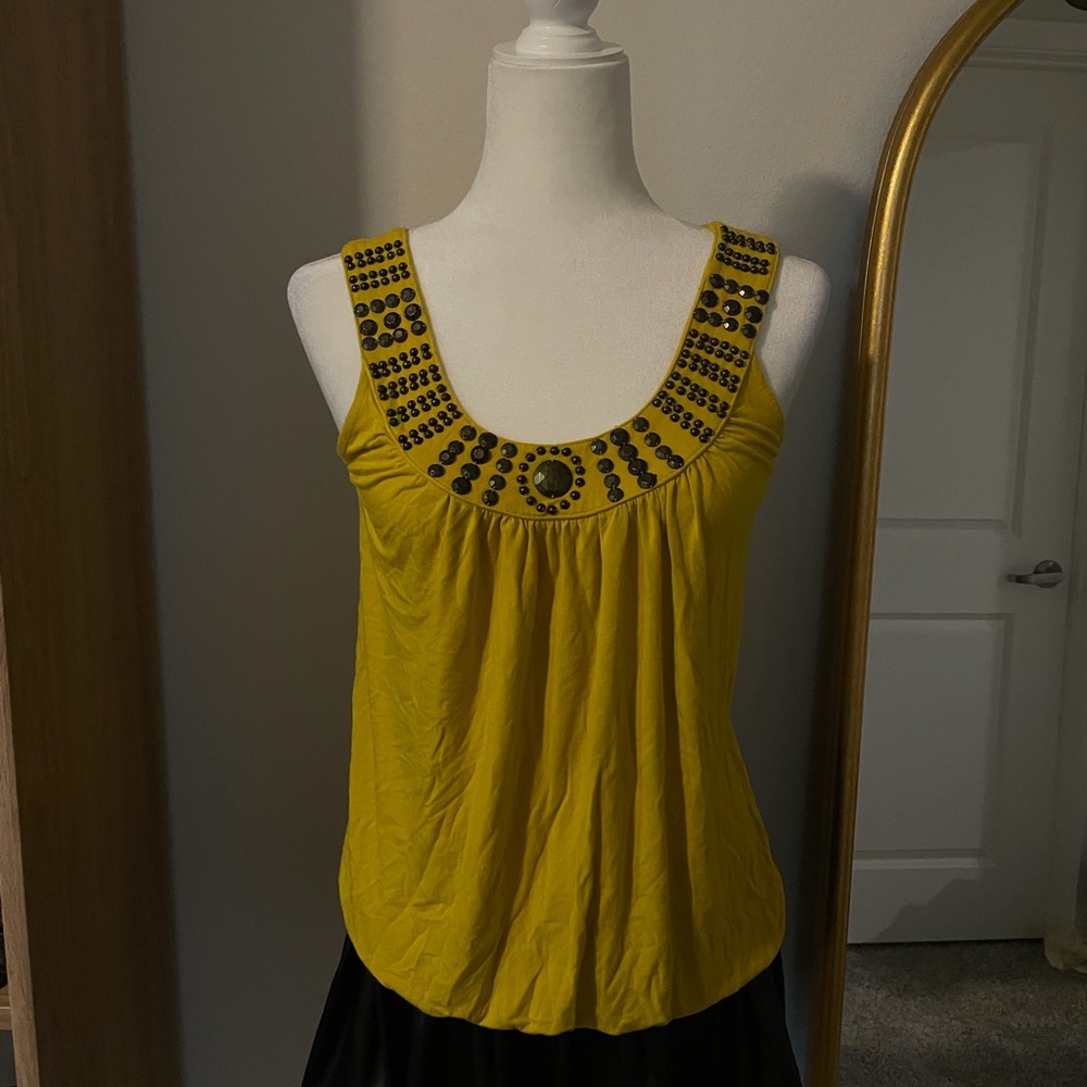 Grace Elements Yellow Embellished Tank Top